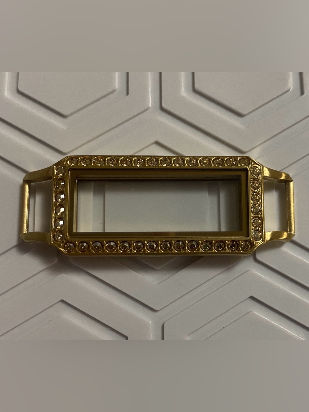 Origami Owl Gold Rectangular Swarovski Crystal Living Locket for Wrap Bracelets